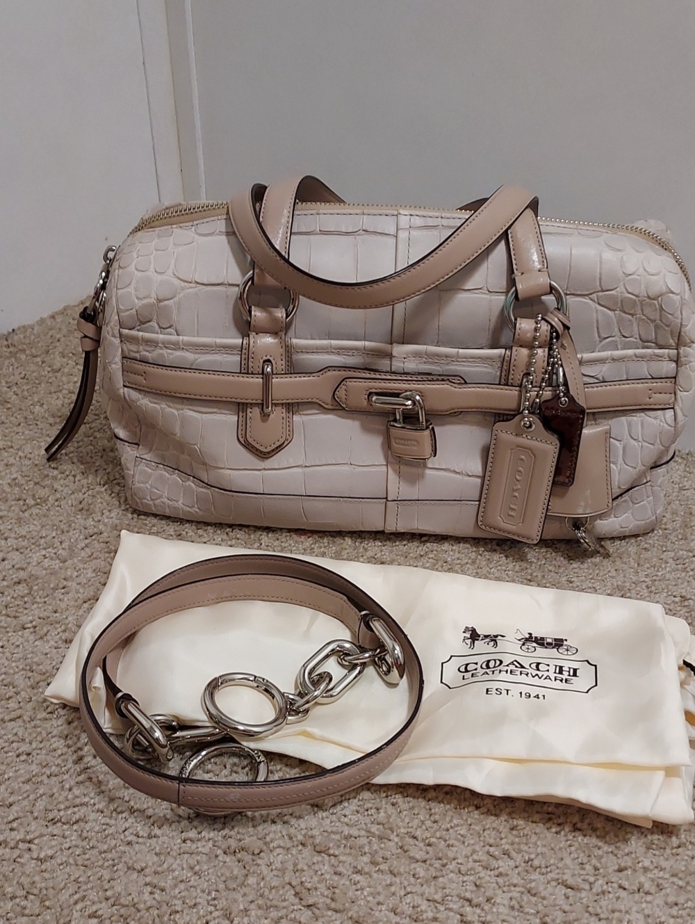 Coach Chelsea Croc- Embossed Leather Shoulder Bag